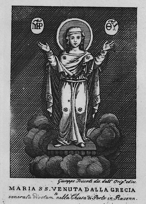 Maria Santissima venuta dalla Grecia, Madonna (stampa) di Triccoli Giuseppe (prima metà sec. XIX)