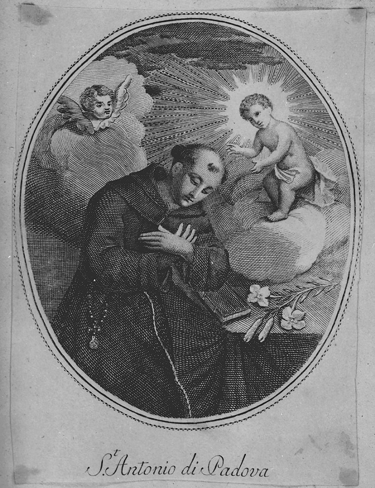 Sant'Antonio da Padova (stampa) - ambito italiano (prima metà sec. XIX)