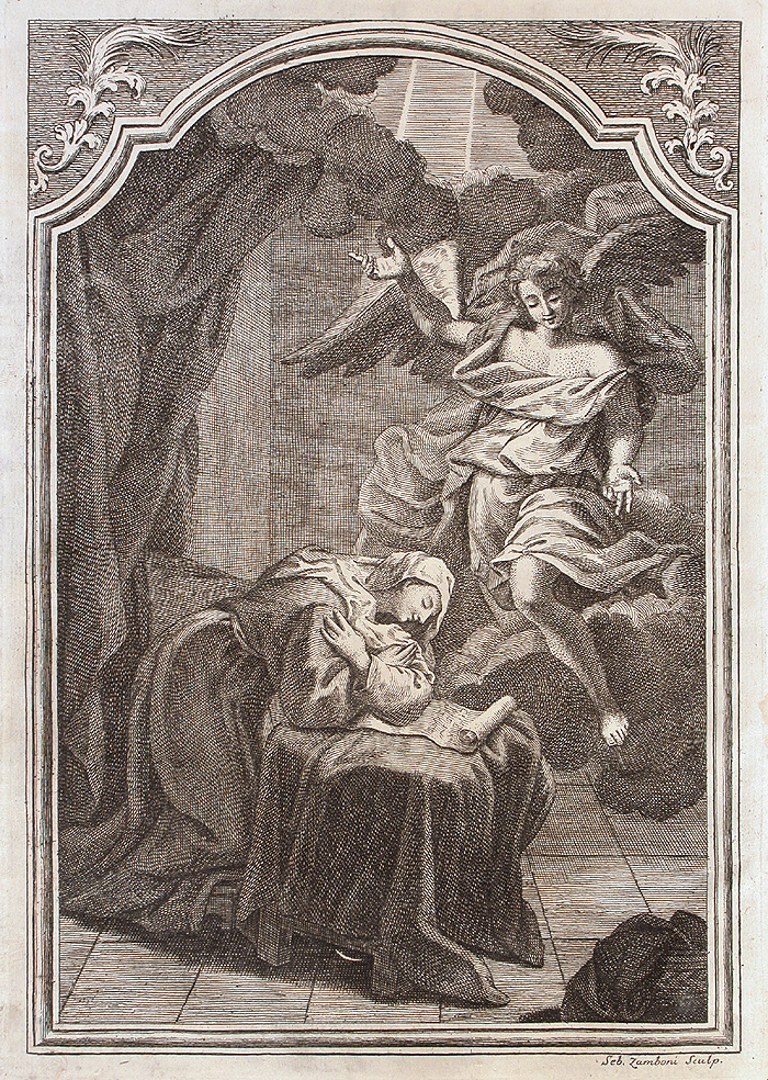 ANNUNCIAZIONE (stampa) di Zamboni Sebastiano (sec. XVIII)