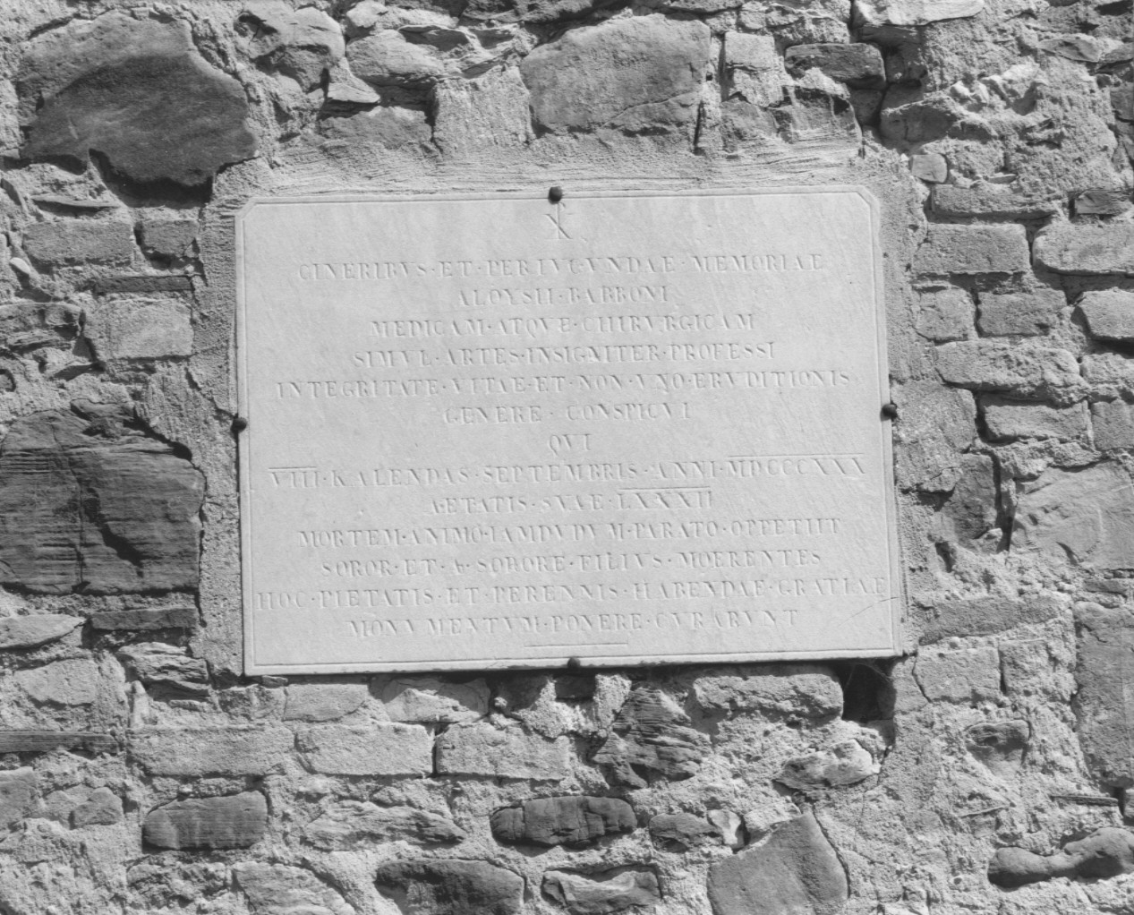 lapide commemorativa, opera isolata - ambito parmense (sec. XIX)