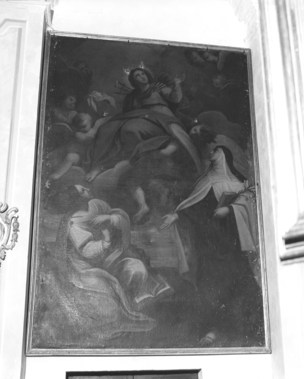 Madonna dei sette dolori con le Sante Caterina d'Alessandria e Maria Maddalena de' Pazzi (dipinto, opera isolata) di Bolla Giovanni (sec. XVIII)