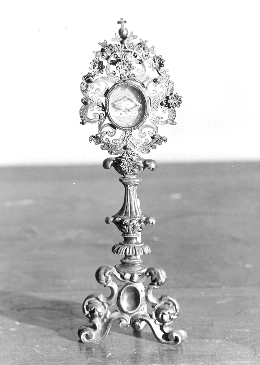 reliquiario - a ostensorio - ambito piacentino (metà sec. XVIII)