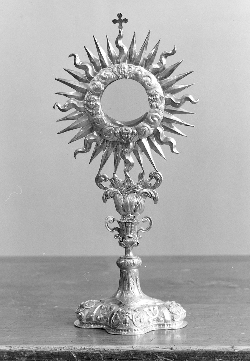 ostensorio - a raggiera - ambito piacentino (inizio sec. XVIII)
