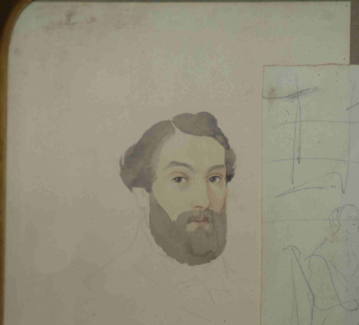 Ritratto di uomo con barba (disegno) - ambito italiano (seconda metà sec. XIX)