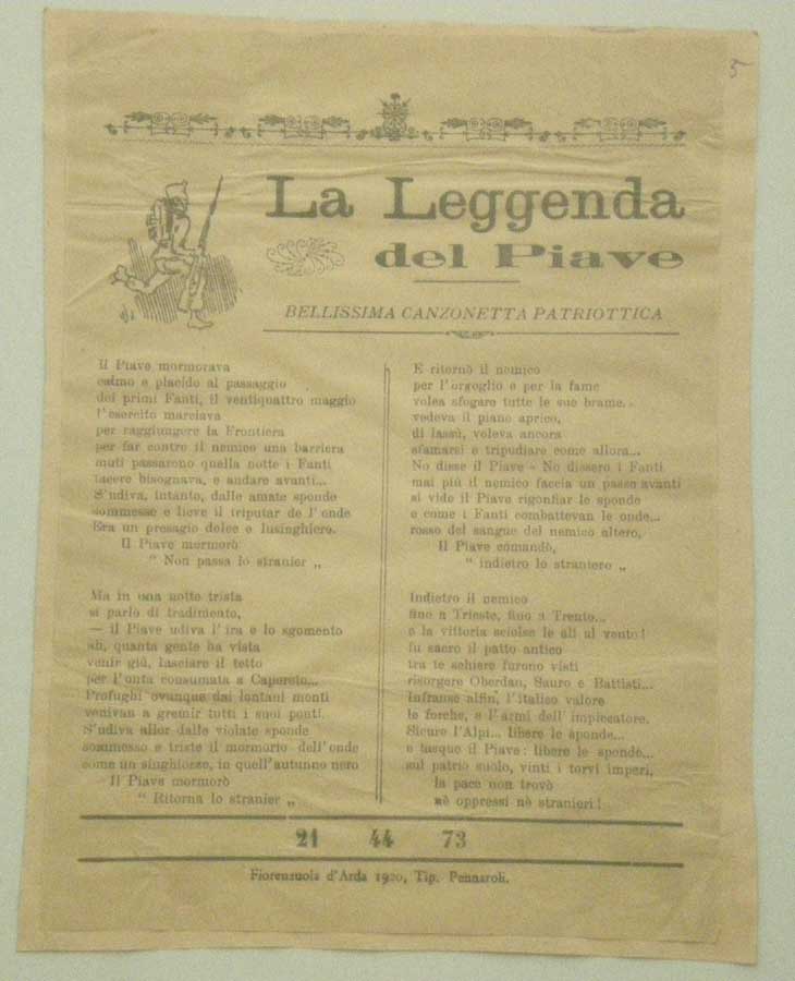 La Leggenda del Piave (stampa) - ambito emiliano (prima metà sec. XX)