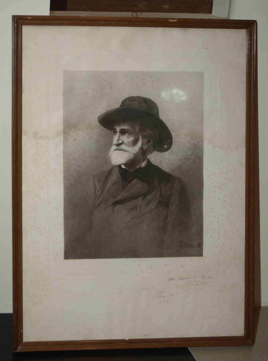 Ritratto di Giuseppe Verdi (stampa) di Chessa Carlo (sec. XIX)