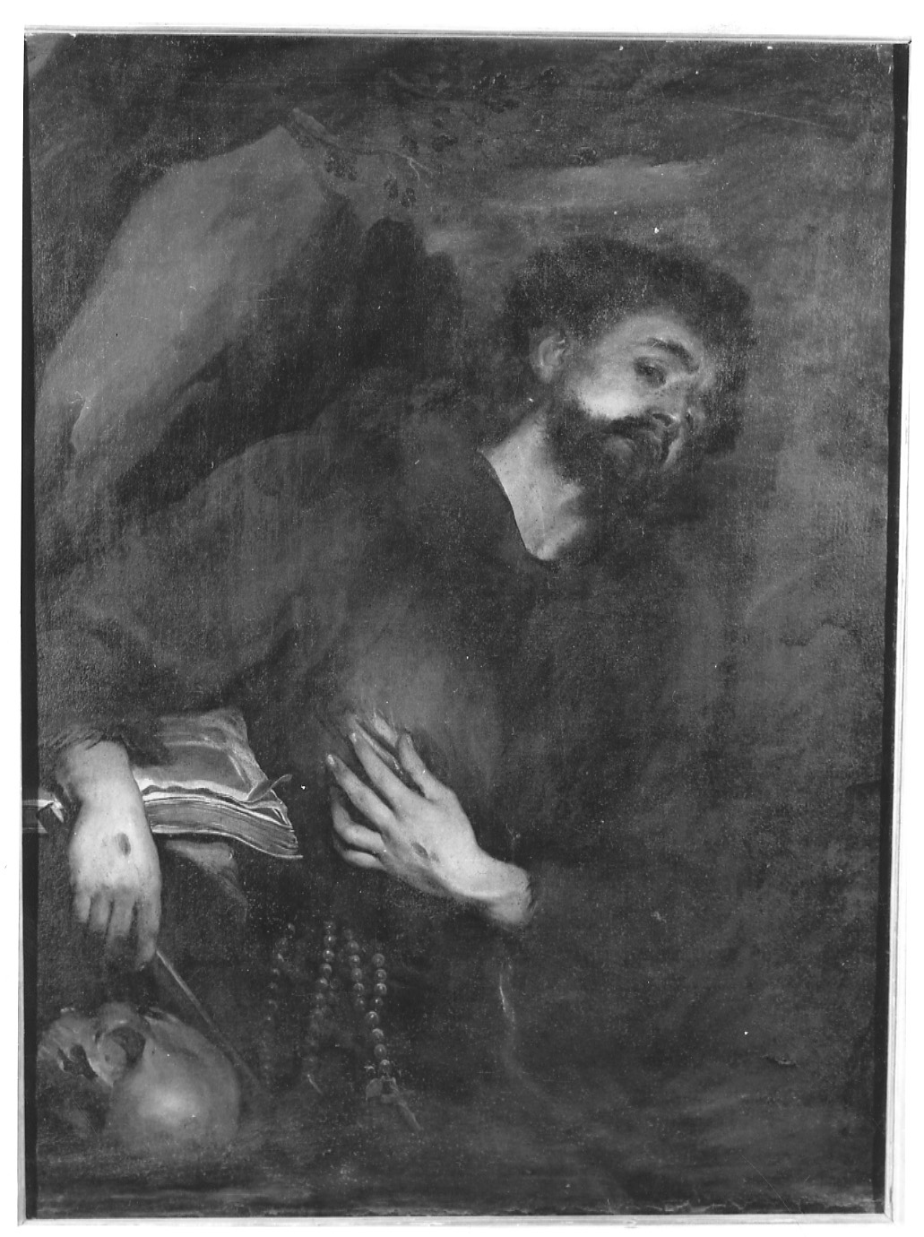 San Francesco mostra una ferita sul costato, San Francesco (dipinto) - ambito lombardo (prima metà sec. XVII)
