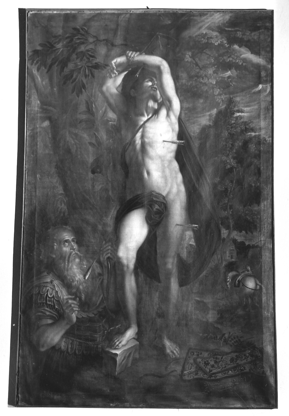 martirio di San Sebastiano (dipinto) - ambito ligure (fine/inizio secc. XVI/ XVII)