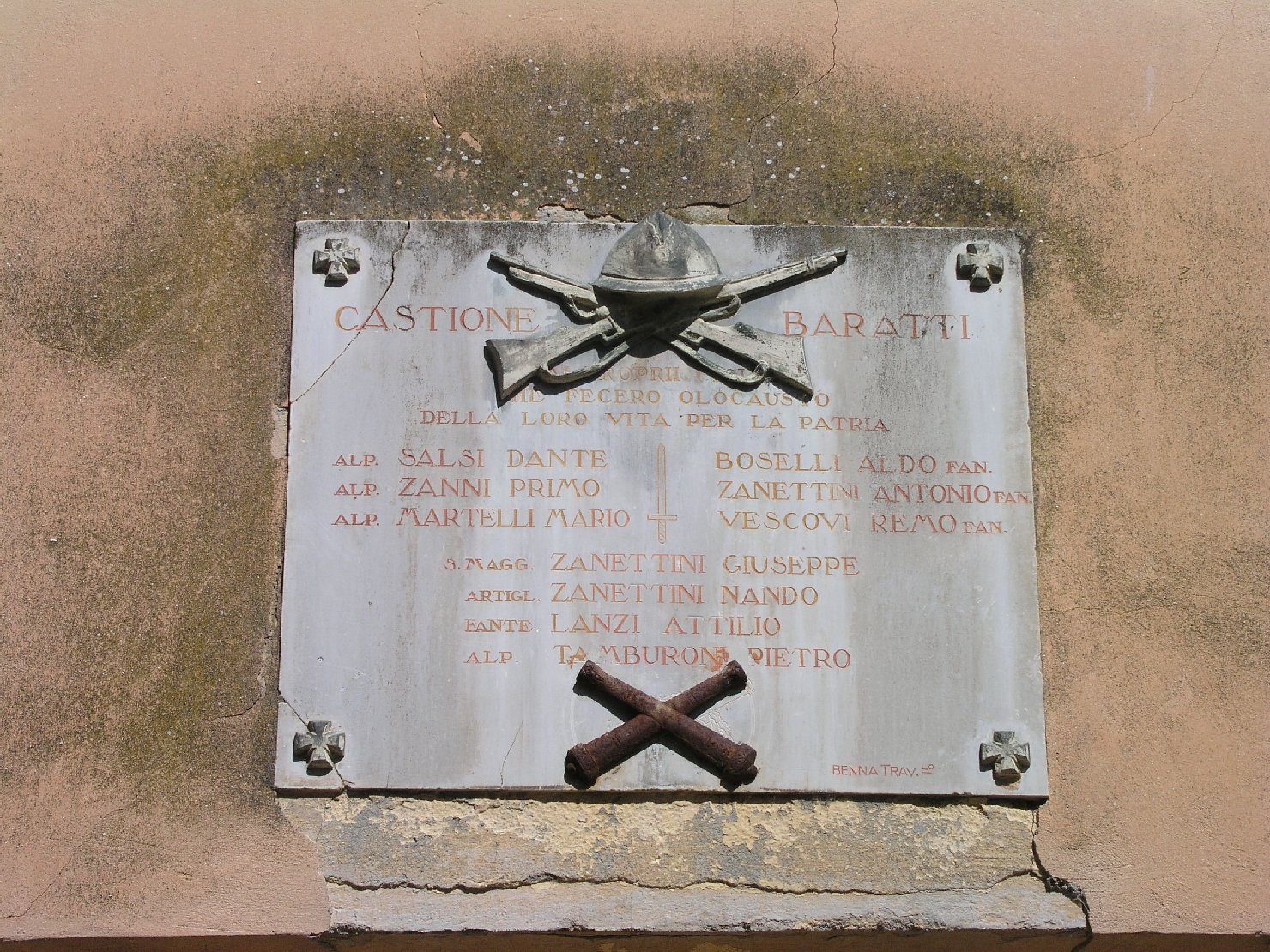 lapide commemorativa di Benna (sec. XX)
