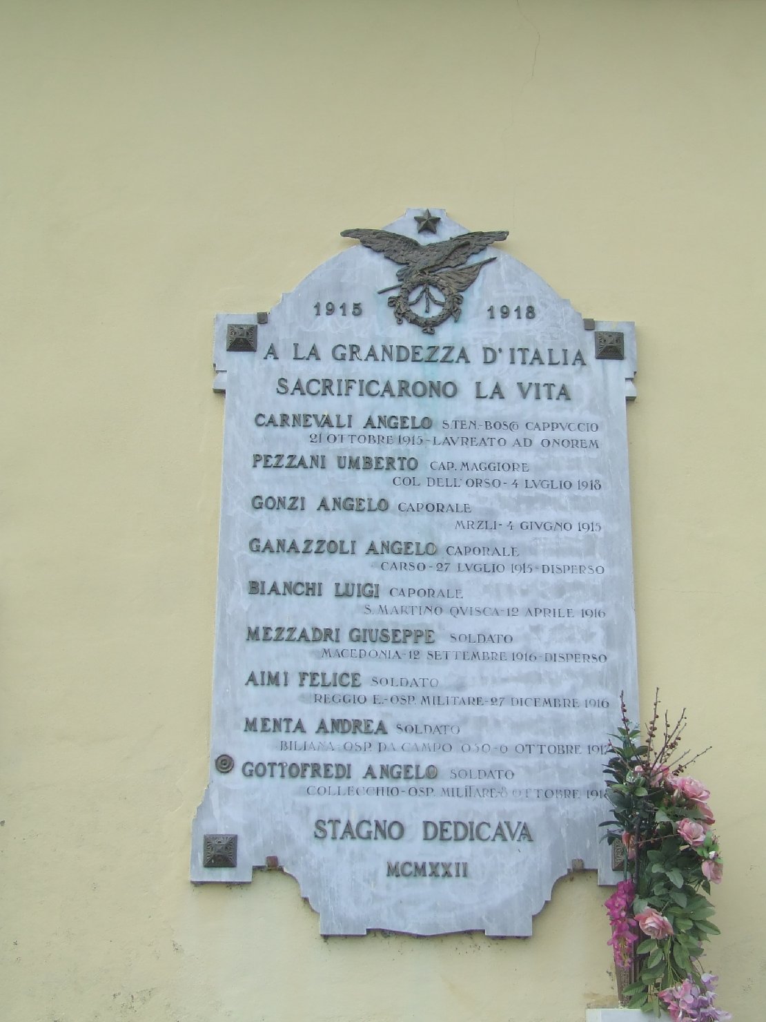 lapide commemorativa - ambito parmense (sec. XX)