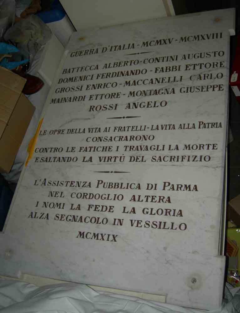 lapide commemorativa - ambito parmense (sec. XX)