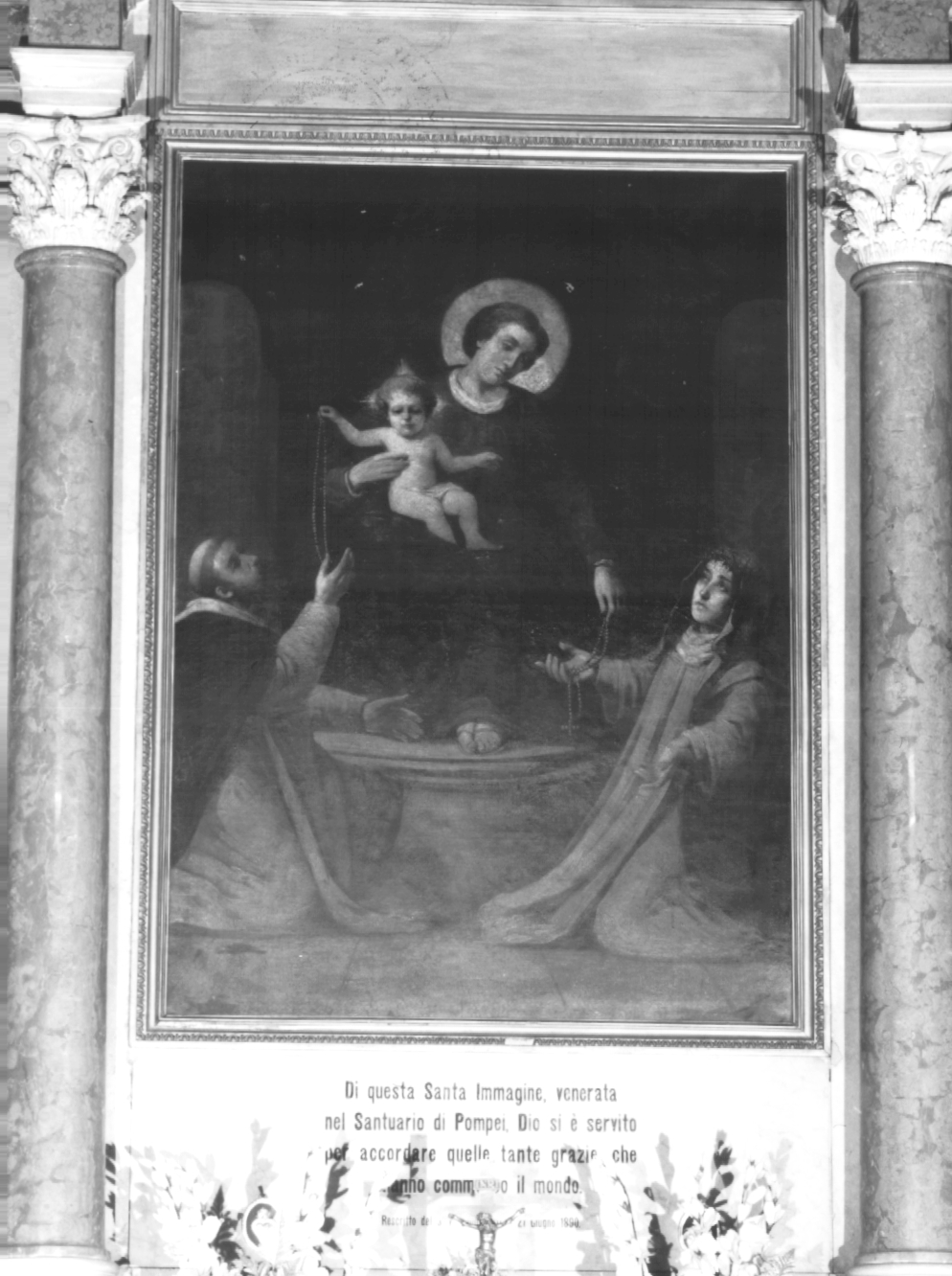 Madonna di Pompei, Madonna del Rosario con San Domenico e Santa Rosa da Lima (pala d'altare) - ambito Italia nord-orientale (fine sec. XIX)