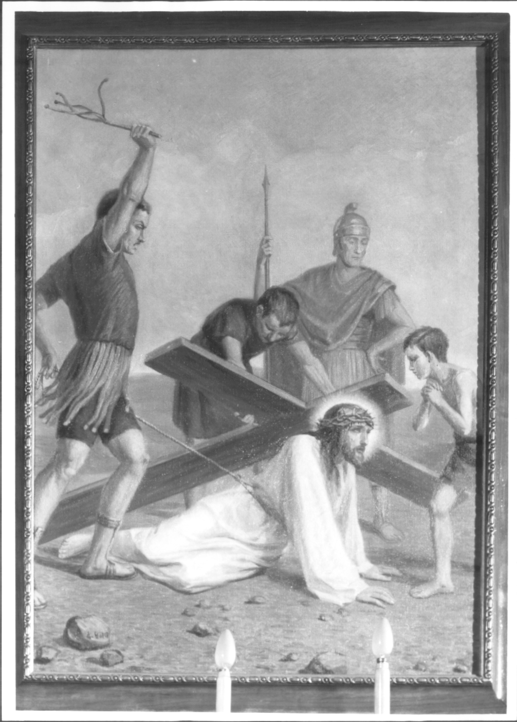 stazione III: Gesù cade sotto la croce la prima volta (dipinto, elemento d'insieme) - ambito Italia nord-orientale (prima metà sec. XX)