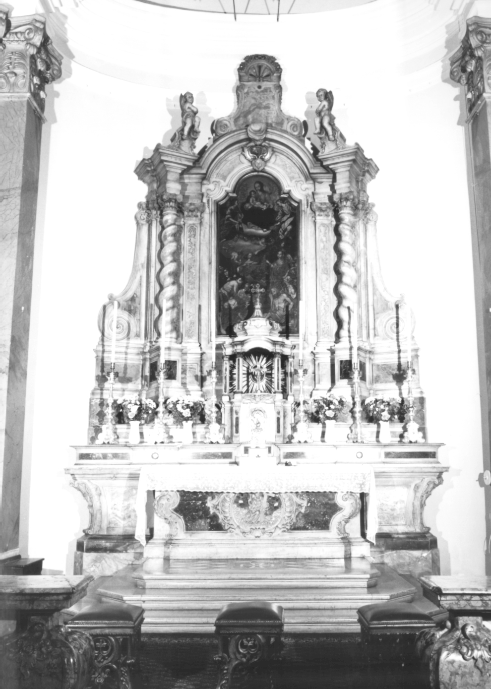 Madonna con Bambino in gloria e i santi Elisabetta, Chiara, Francesco e Antonio (pala d'altare) - ambito Italia nord-orientale (sec. XVIII)