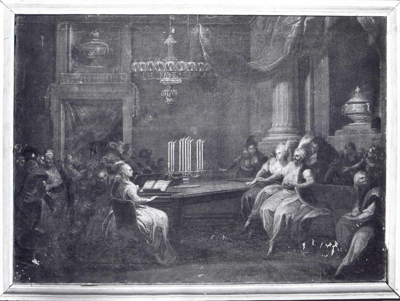 ricevimento musicale all'interno di un palazzo turco (dipinto, opera isolata) di Henrici Johann Josef Karl (fine sec. XVIII)