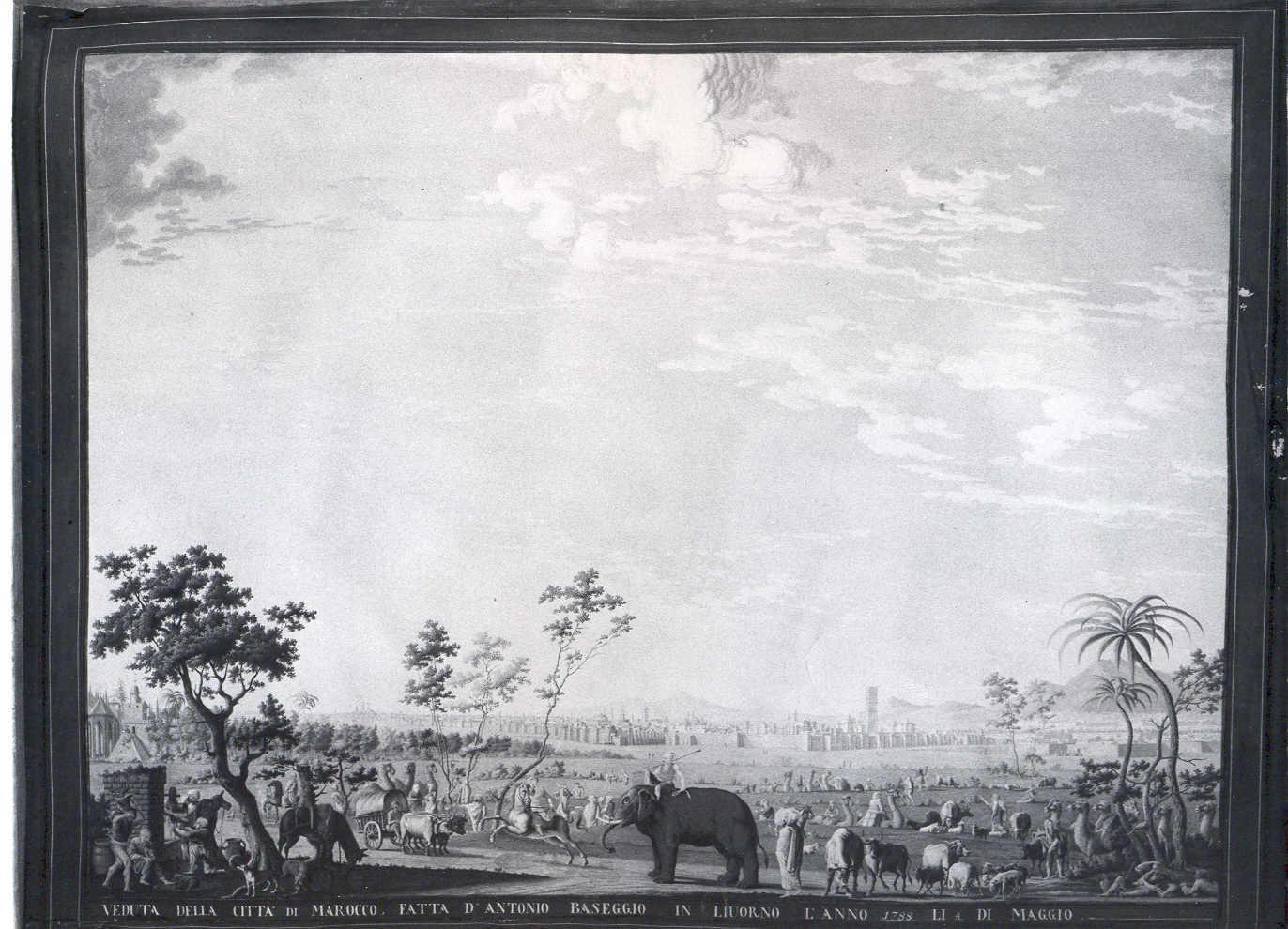 veduta della città di Marrakech, già città di Marocco (dipinto, serie) di Piemontesi Antonio detto Baseggio di Vienna (attribuito) (sec. XVIII)