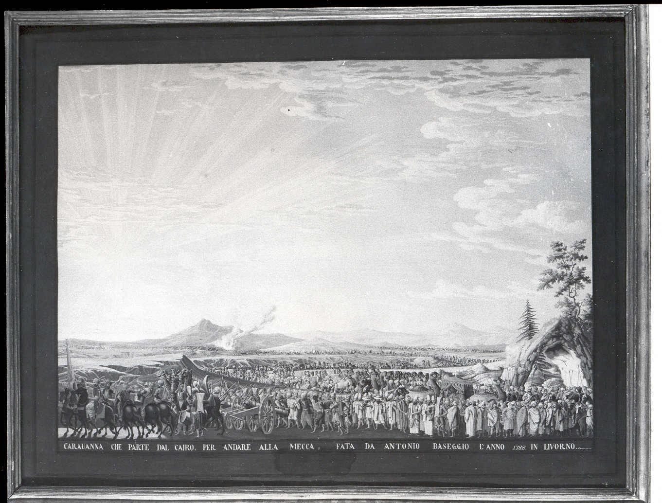 veduta della carovana diretta alla Mecca in partenza dal Cairo (dipinto, serie) di Piemontesi Antonio detto Baseggio di Vienna (attribuito) (sec. XVIII)