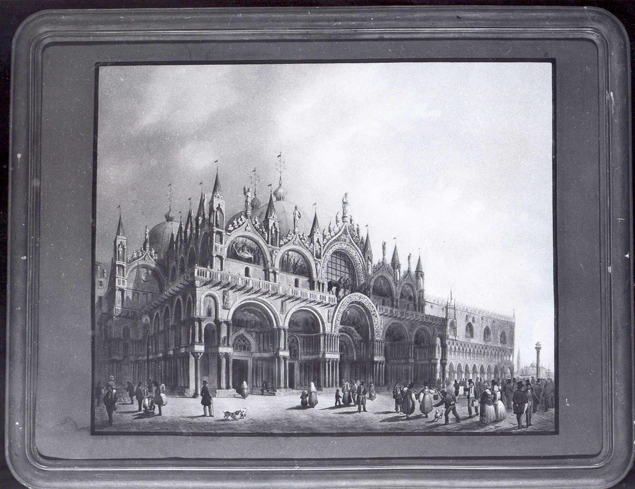 Basilica di San Marco a Venezia, veduta prospettica di Venezia (dipinto) - ambito europeo (metà sec. XIX)