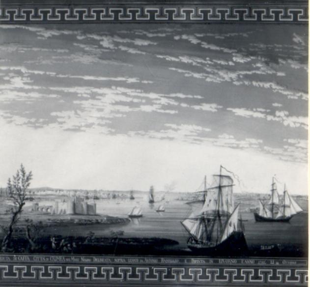 veduta del porto e della città di Feodosia, già Caffa, in Crimea (dipinto, serie) di Baseggio Antonio (sec. XVIII)