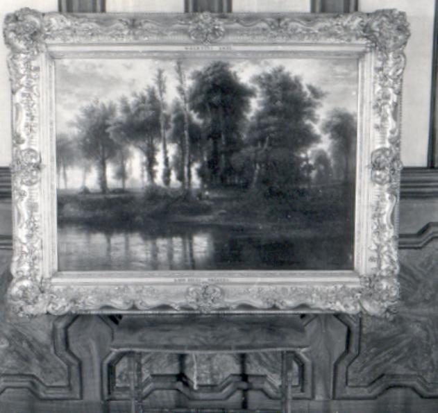 Lago nella Brianza, paesaggio con un lago in Brianza (dipinto, opera isolata) di Valentini Gottardo (sec. XIX)