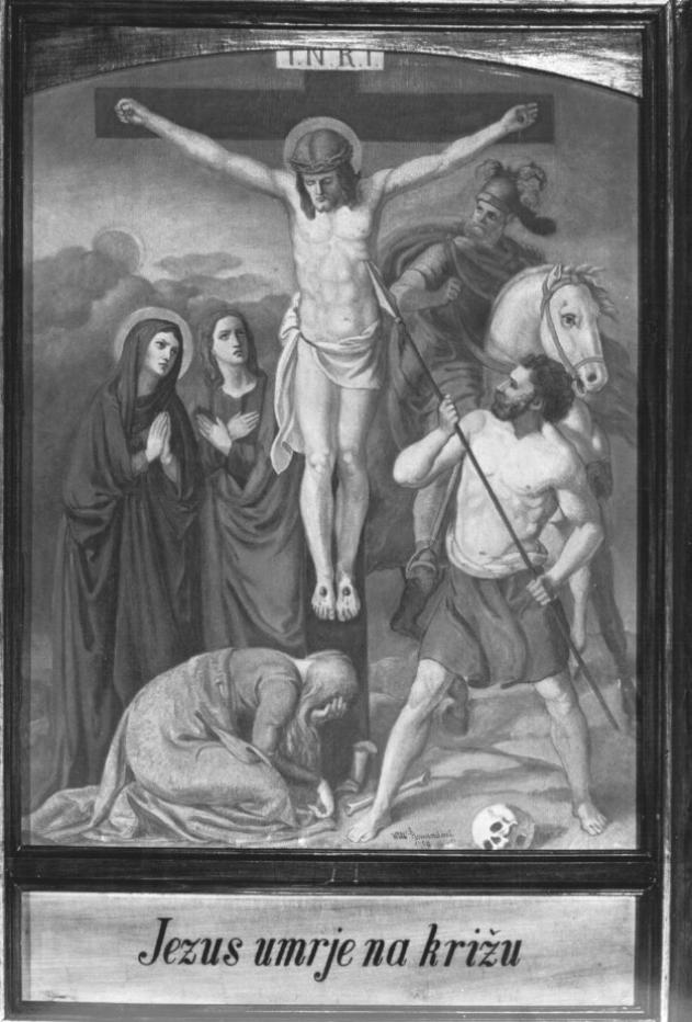 Stazione XII: Gesù innalzato e morto in croce (dipinto) - ambito sloveno (sec. XX)