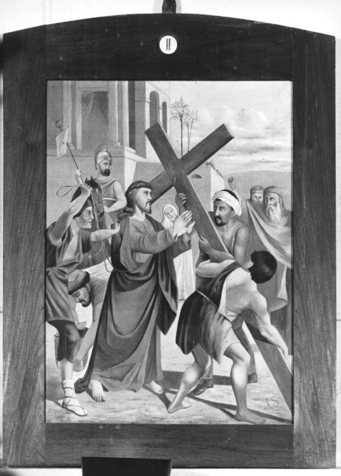 Stazione II: Gesù caricato della croce (dipinto) - ambito Italia settentrionale (secondo quarto sec. XX)