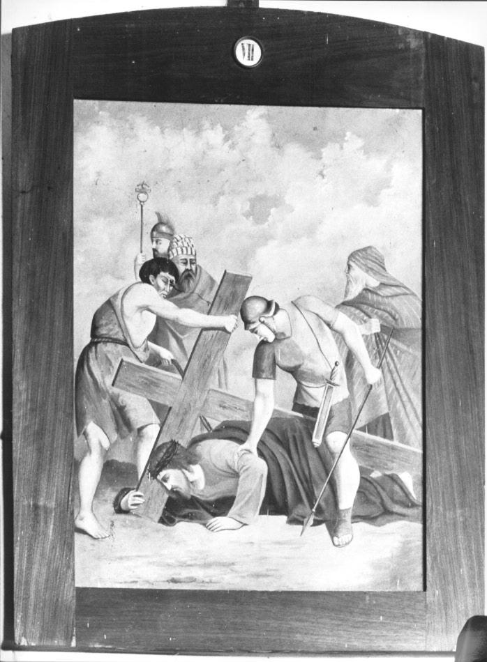 Stazione VII: Gesù cade sotto la croce la seconda (dipinto) - ambito Italia settentrionale (secondo quarto sec. XX)