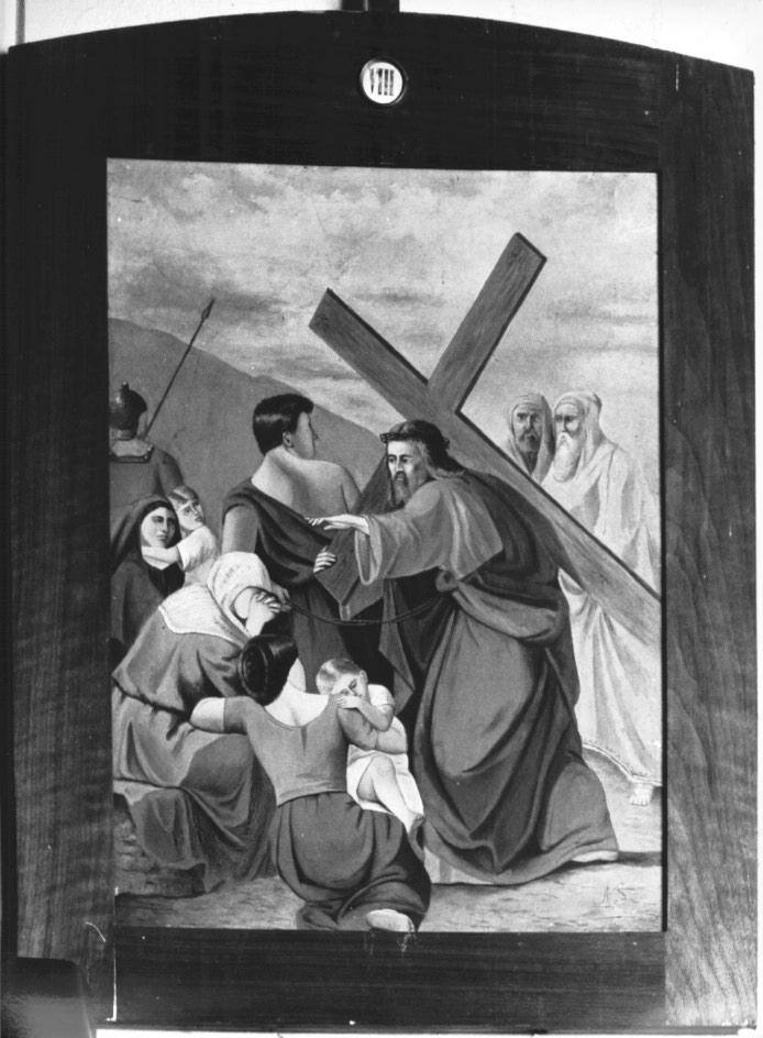 Stazione VIII: Gesù consola le donne di Gerusalemme (dipinto) - ambito Italia settentrionale (secondo quarto sec. XX)