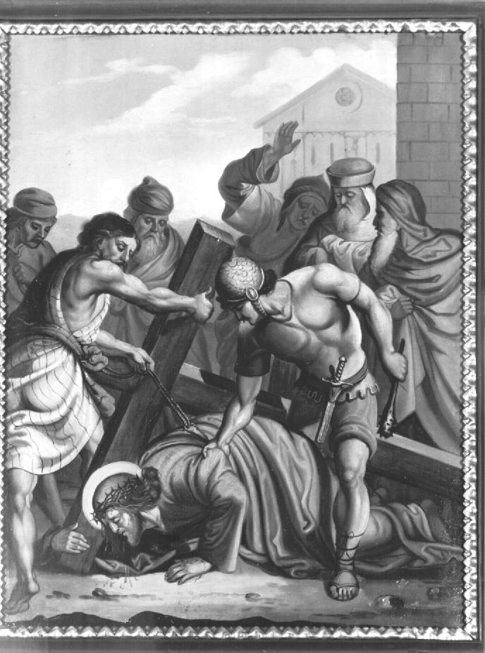 Stazione VII: Gesù cade sotto la croce la seconda (dipinto) di Iaucer Georg (sec. XIX)