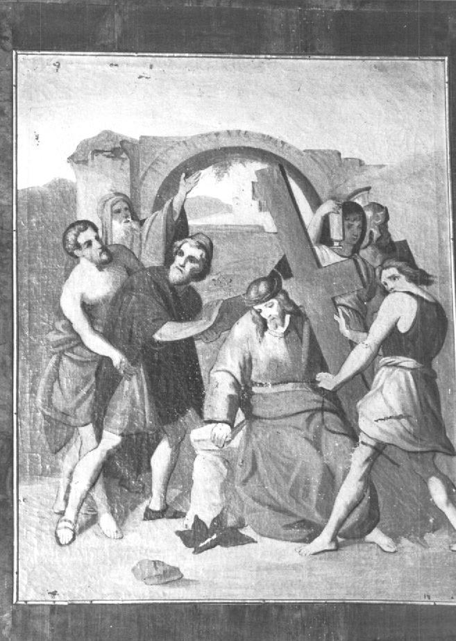 Stazione V: Gesù aiutato dal Cireneo a portare la croce (dipinto) - ambito veneto (prima metà sec. XX)