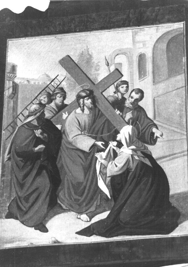 Stazione VI: Gesù asciugato da Santa Veronica (dipinto) - ambito veneto (prima metà sec. XX)