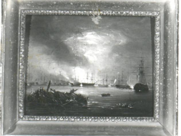 battaglia navale, battaglia (dipinto) - ambito inglese (sec. XIX)