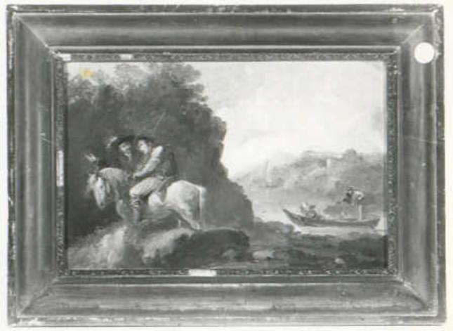 cavalieri e barcaioli, cavalieri (dipinto) di Bisson Giuseppe Bernardino (attribuito) (prima metà sec. XIX)