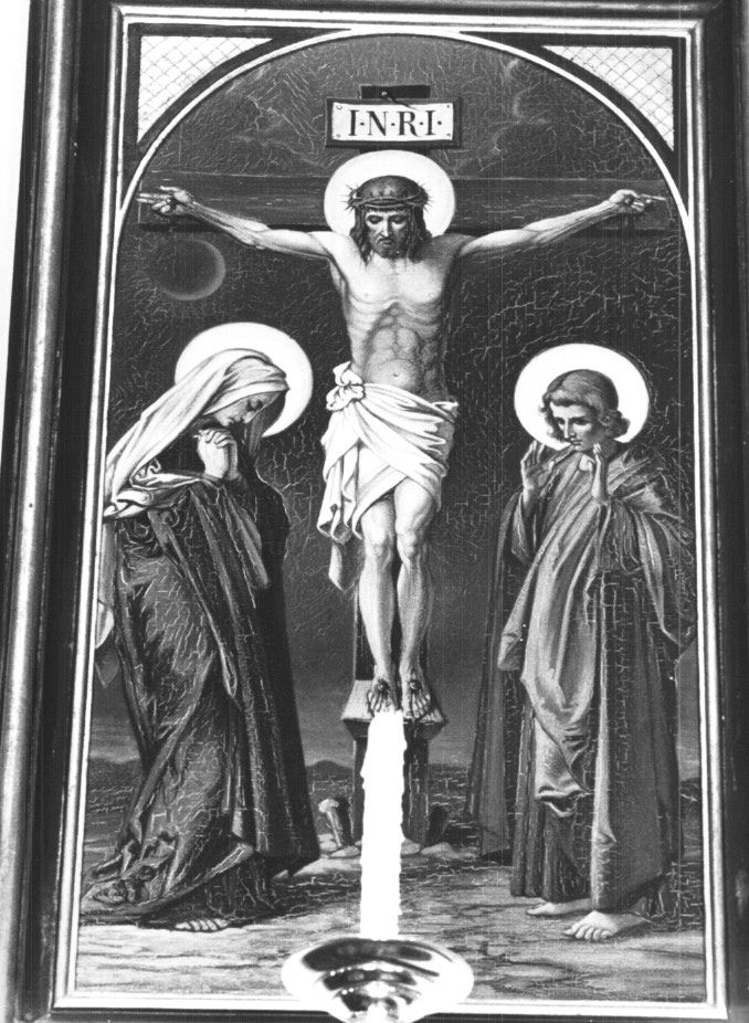 Stazione XII: Gesù innalzato e morto in croce (dipinto) - ambito Italia nord-orientale (sec. XX)