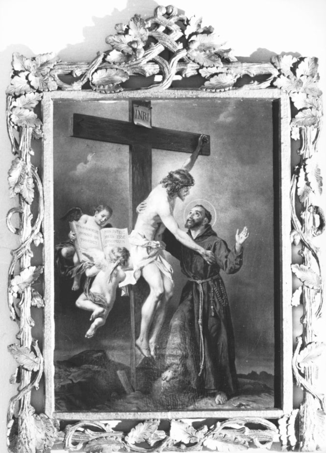 Cristo crocifisso e San Francesco d'Assisi (dipinto) - ambito Italia nord-orientale (prima metà sec. XX)