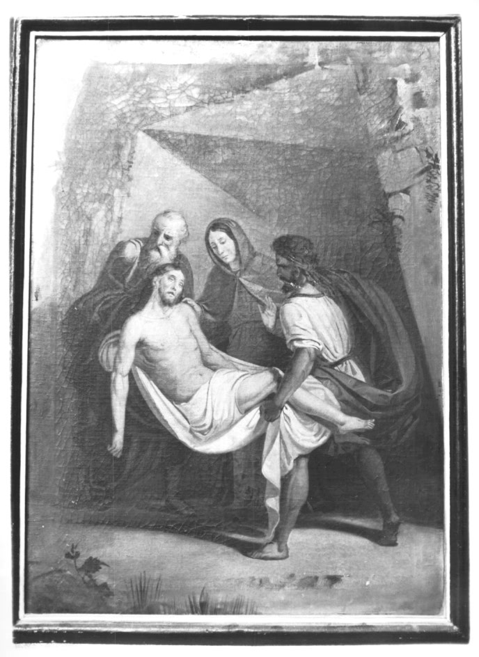 Stazione XIV: Gesù deposto nel sepolcro (dipinto) - ambito Italia nord-orientale (sec. XIX)