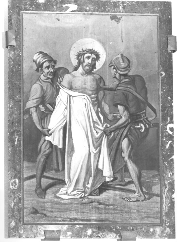 Stazione X: Gesù spogliato e abbeverato di fiele (dipinto) - ambito Italia nord-orientale (sec. XX)