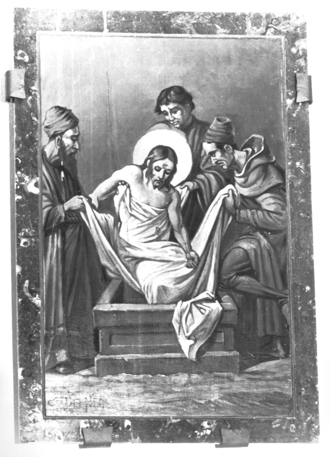 Stazione XIV: Gesù deposto nel sepolcro (dipinto) - ambito Italia nord-orientale (sec. XX)