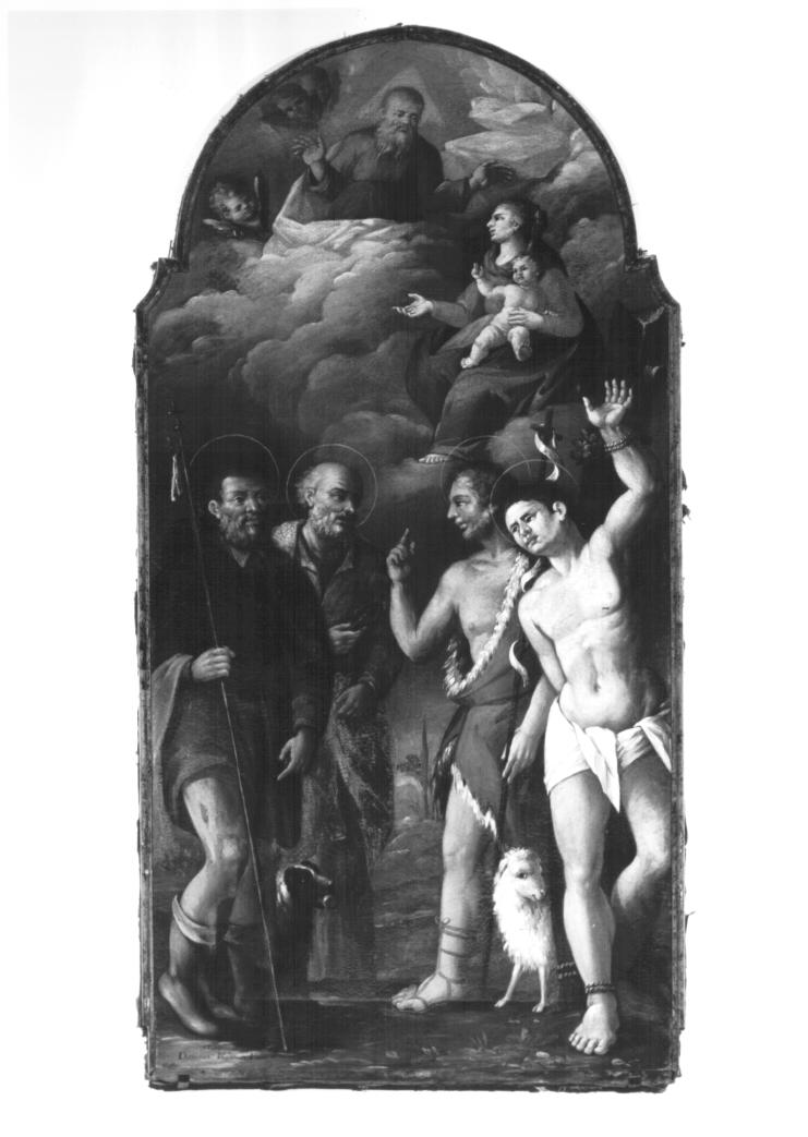 Eterno Padre, Madonna col Bambino in Gloria e Santi (dipinto) - ambito Italia nord-orientale (sec. XVIII)