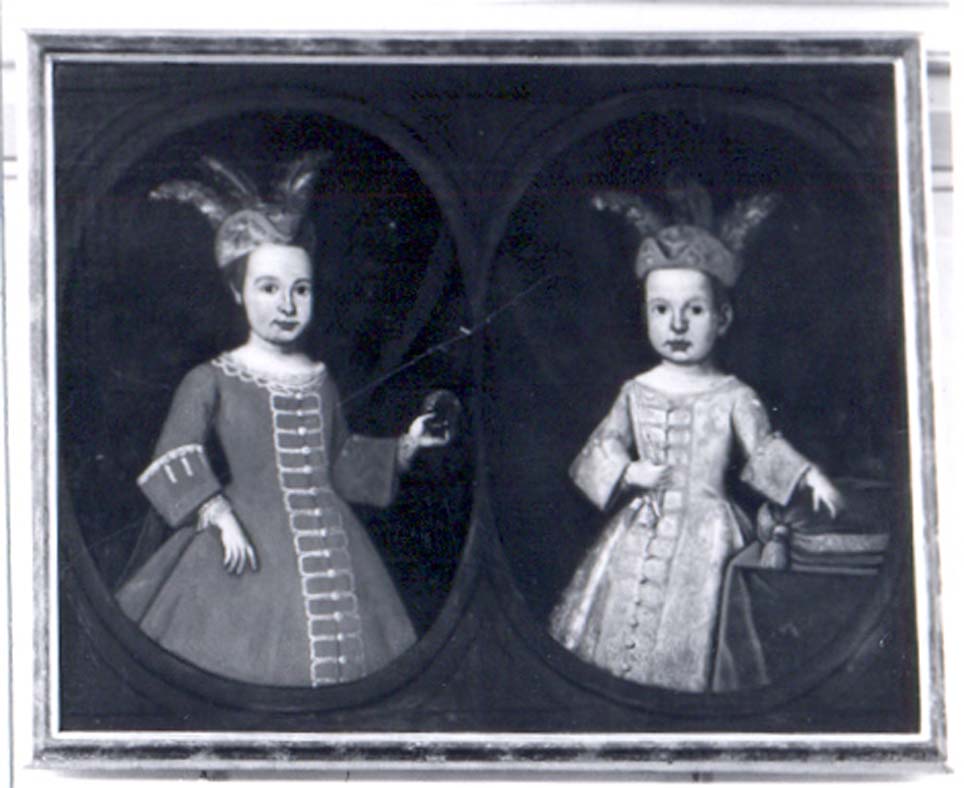 doppio ritratto di bambini, bambini che giocano (dipinto) di Lichtenreiter Giovanni Michele (attribuito) (metà sec. XVIII)