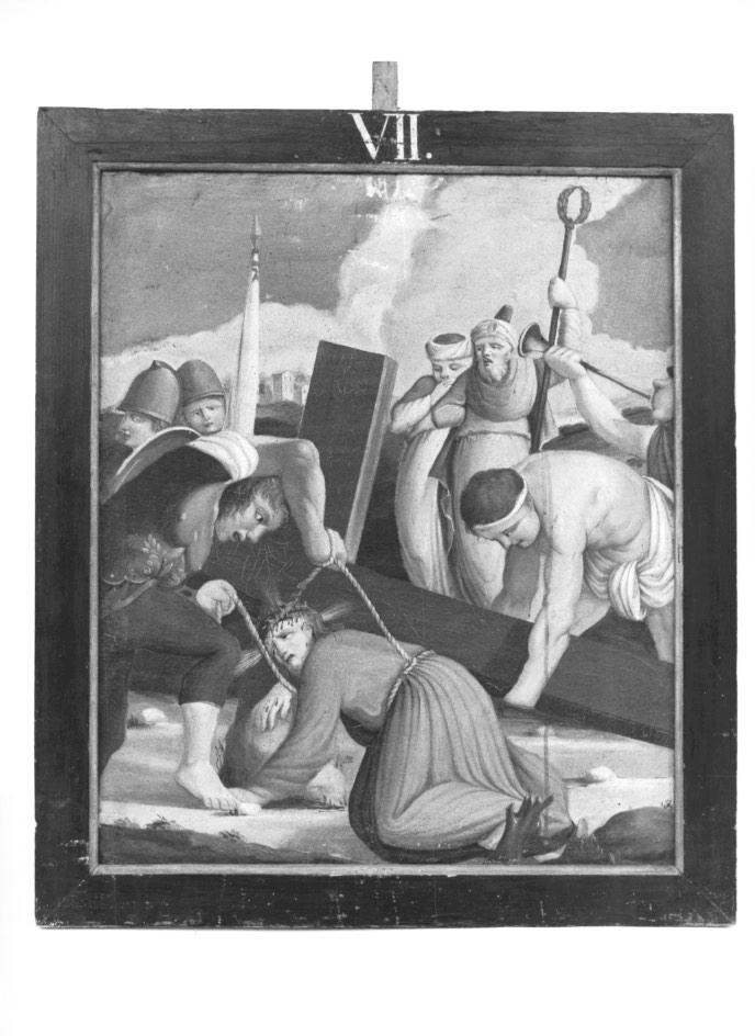 Stazione VII: Gesù cade sotto la croce la seconda (dipinto) - ambito Italia nord-orientale (fine/inizio secc. XIX/ XX)