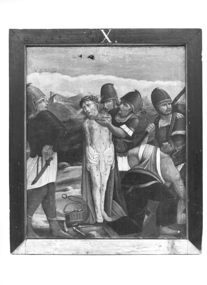 Stazione X: Gesù spogliato e abbeverato di fiele (dipinto) - ambito Italia nord-orientale (fine/inizio secc. XIX/ XX)