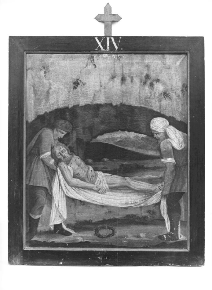Stazione XIV: Gesù deposto nel sepolcro (dipinto) - ambito Italia nord-orientale (fine/inizio secc. XIX/ XX)