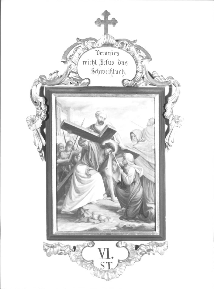 Stazione VI: Gesù asciugato da Santa Veronica (dipinto) - ambito Italia nord-orientale (seconda metà sec. XIX)