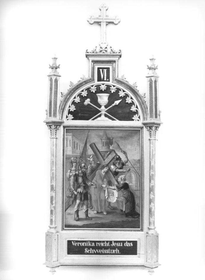 Stazione VI: Gesù asciugato da Santa Veronica (dipinto) - ambito Italia nord-orientale (primo quarto sec. XX)