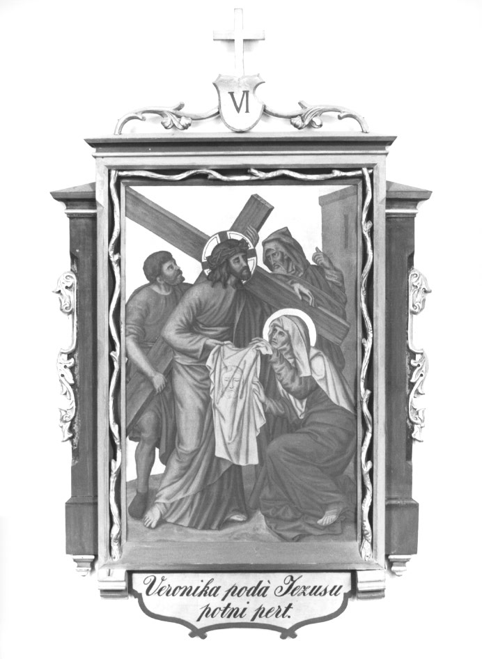 Stazione VI: Gesù asciugato da Santa Veronica (dipinto) - ambito Italia nord-orientale (seconda metà sec. XIX)