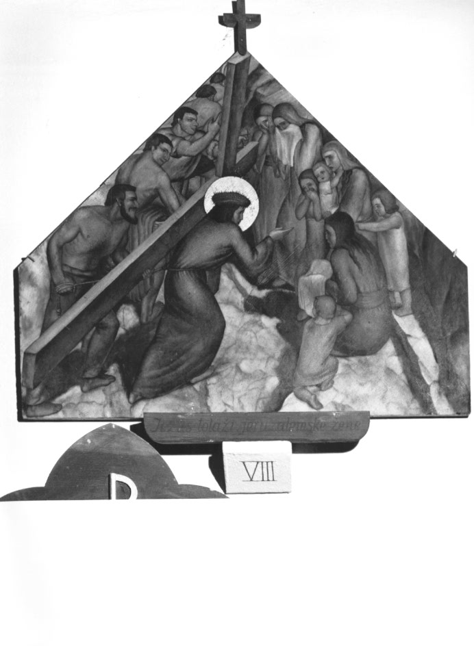 Stazione VIII: Gesù consola le donne di Gerusalemme (dipinto) - ambito Italia nord-orientale (sec. XX)