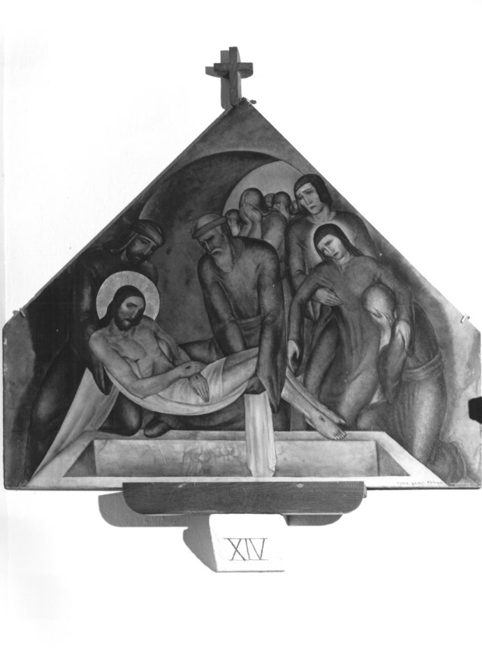 Stazione XIV: Gesù deposto nel sepolcro (dipinto) - ambito Italia nord-orientale (sec. XX)