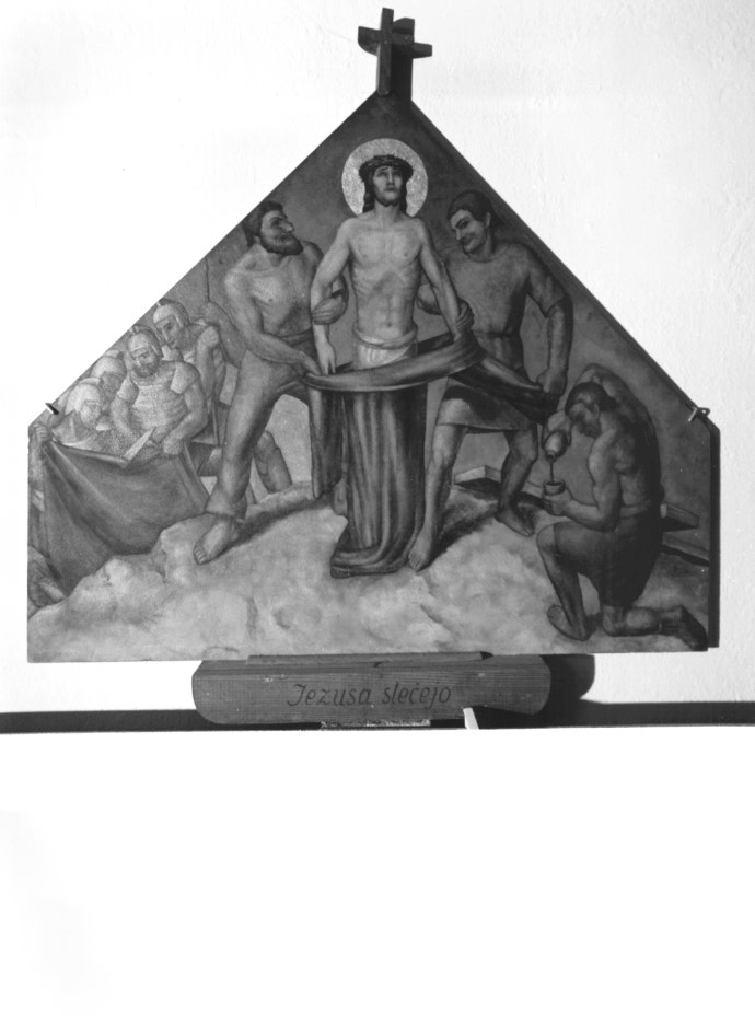 Stazione X: Gesù spogliato e abbeverato di fiele (dipinto) - ambito Italia nord-orientale (sec. XX)