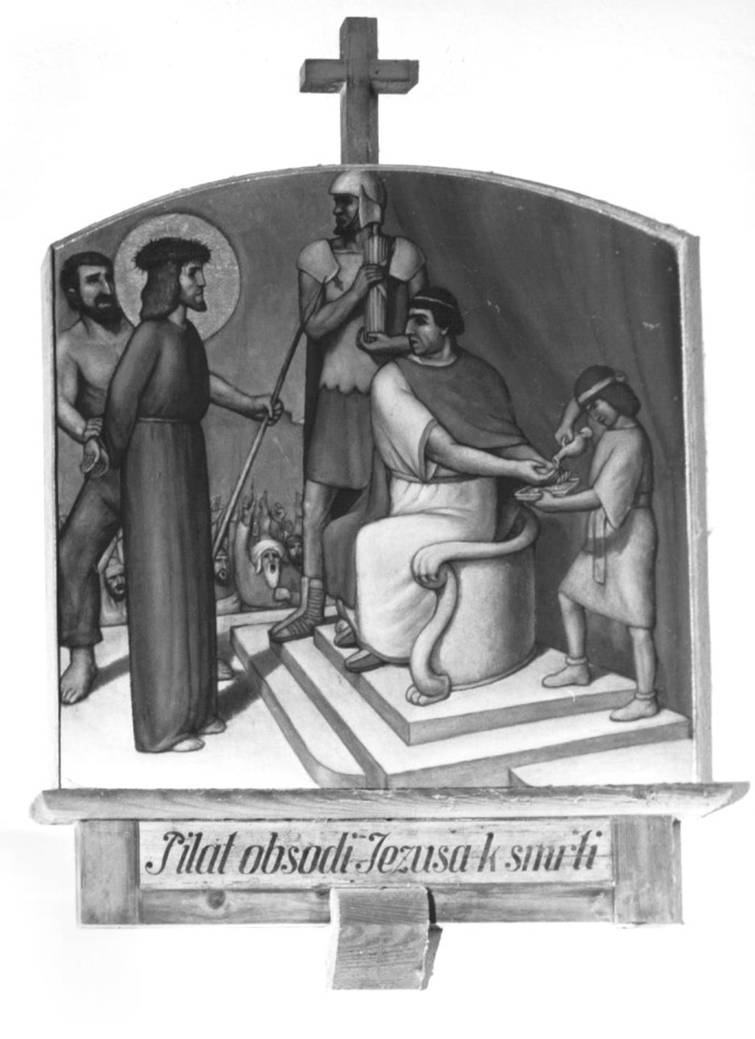 Stazione I: Gesù Condannato a morte (dipinto) - ambito Italia nord-orientale (sec. XX)